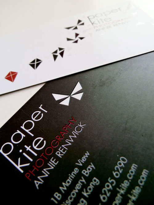 UV effects on the Paper Kite Photography Business Card
